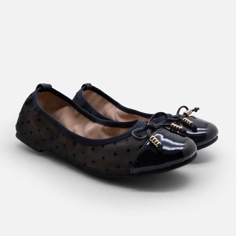 Polka Foldable Ballerina Flat Shoes Wanita Model Lipat Super Empuk LV9103
