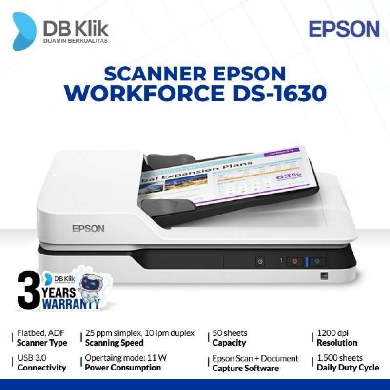 Jual Scanner EPSON WorkForce DS-1630 Duplex ADF di Seller DBklik ...