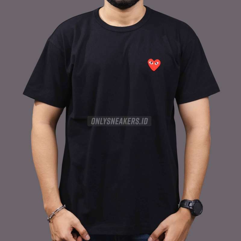 Comme Des Garçons Black Shirt With Red Heart And Eyes Comme Des