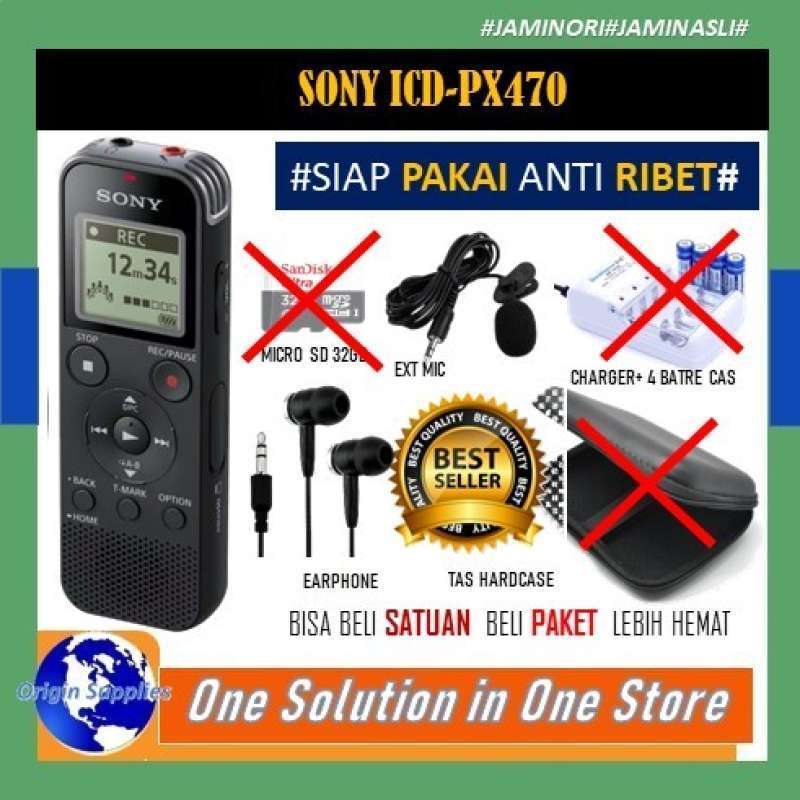Promo Sony Icd-px470 Digital Voice Recorder - - +mic+earphone Diskon 50 ...