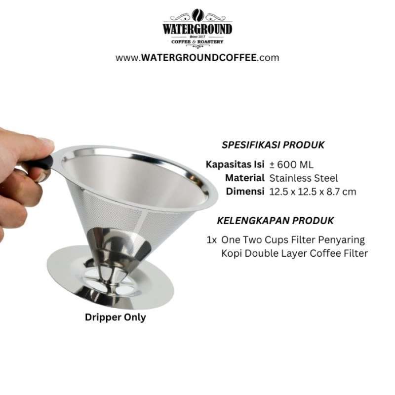 Promo Terbaik V60 Stainless Double Mesh Dripper Coffee Maker Hemat