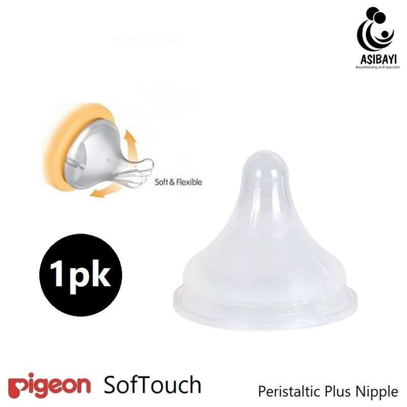 Pigeon 1pk SofTouch Nipple Dot Teat Replacement Peristaltic Plus
