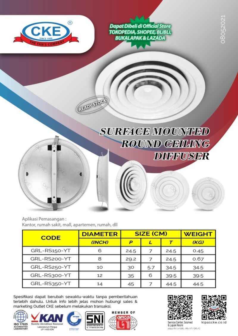 Jual Round Diffuser Ac 14 Inch Putih Diffuser Bulat Grill Plafon ...