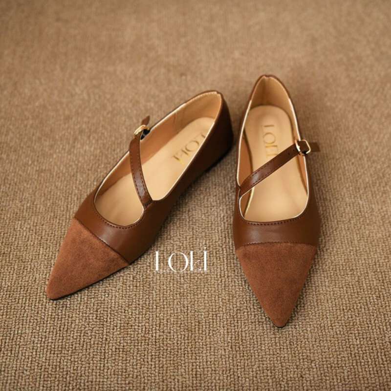 Sepatu Women's Brown Flat Shoes Sepatu Flat Flat Shoes Korean Style Top  Flat Shoes Korean Style