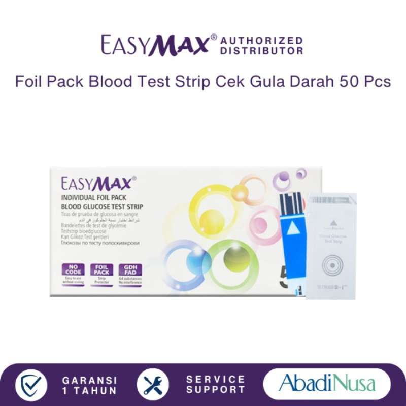 Promo Easymax Individual Foil Pack Blood Glucose Test Strip 50's Diskon