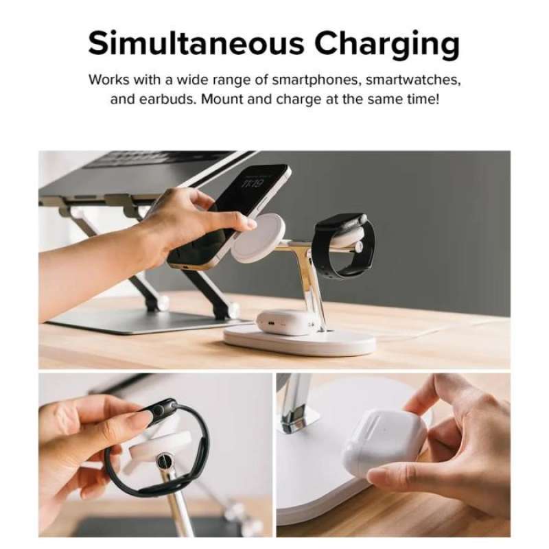Ringke 3 in 1 Magnetic Wireless Charging Stand - White SD763S01RS