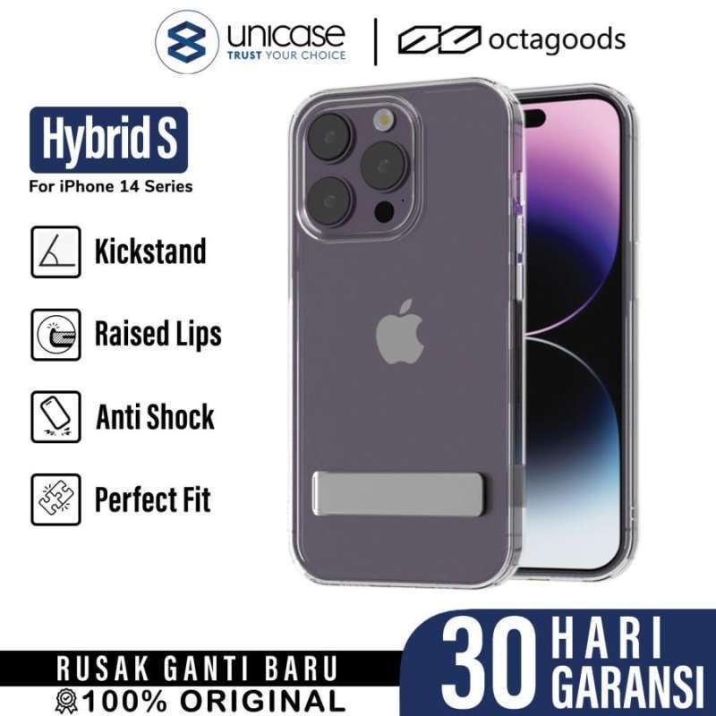 Case iPhone 14 Pro Max Plus OctaGoods Hybrid S Slim Clear Stand Casing