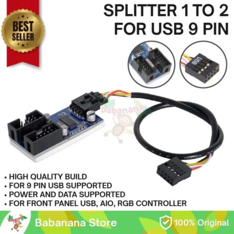 Jual Kabel Usb Motherboard 9 Pin Splitter 1 To 4 Cabang Front Panel Hub ...