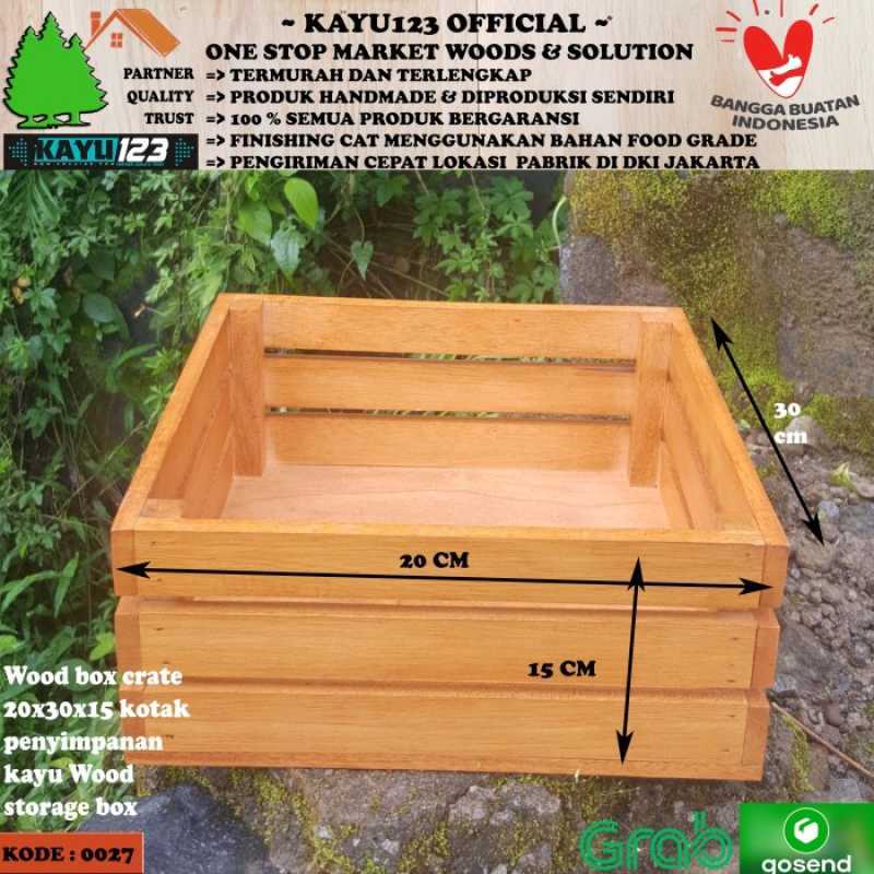 Promo Wood Box Crate 20x30x15 Kotak Penyimpanan Kayu Wood Storage Box ...