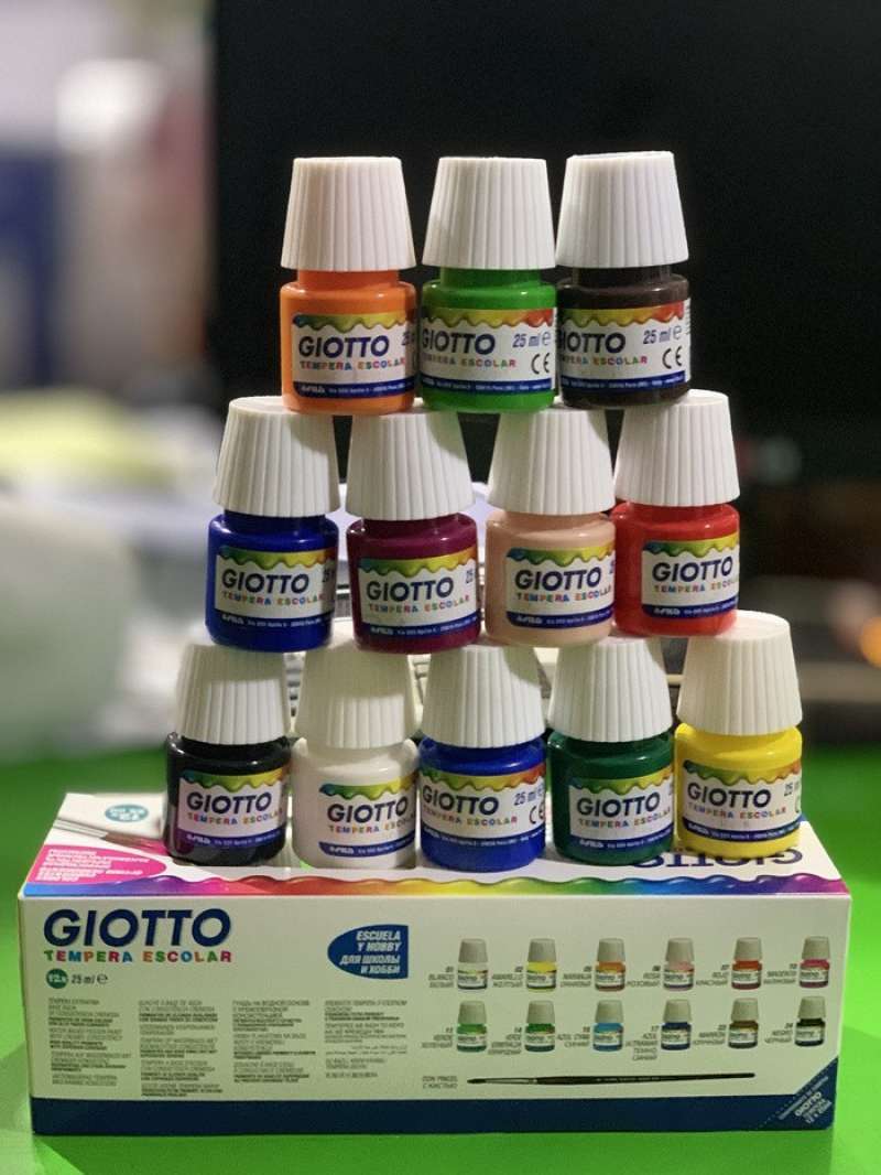 Jual Giotto Tempera Escolar Paint 25ml 12 Warna Washable Non Toxic Di
