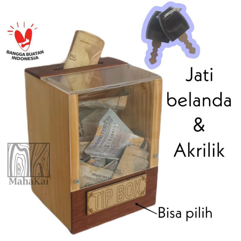 Jual Kotak Tip Box Kayu Celengan Kotak Saran Amal Akrilik Display Box