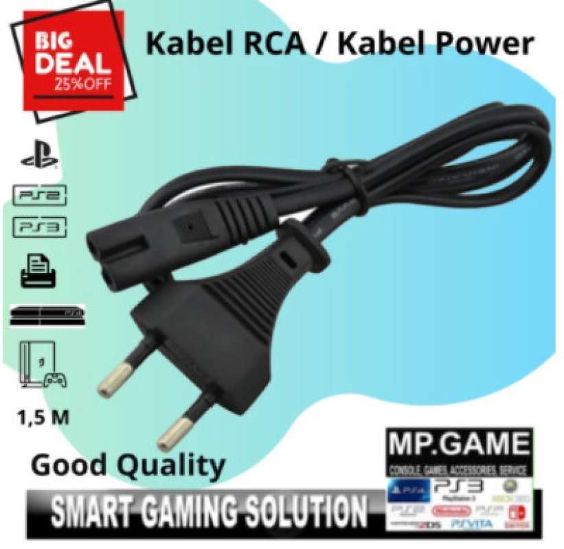 5 Core Extra Long Power Cord 6ft 2 Prong Non-Polarized AC Wall 2 Slot Replacement Cable 2 Pieces Breq1330
