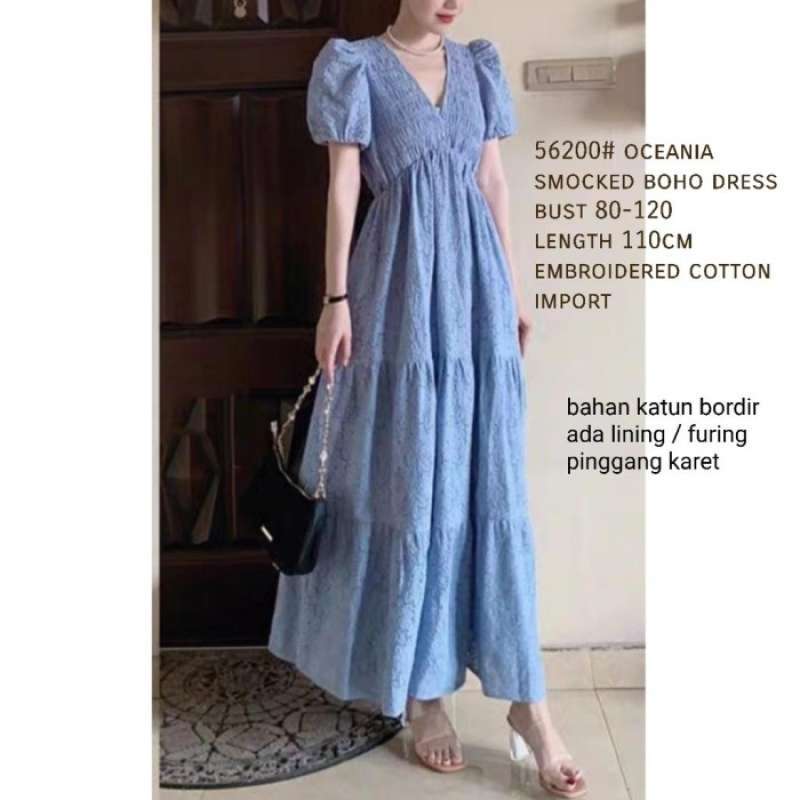 Jual Oceania Smocked Boho Maxi Dress Tm 56200 Di Seller Zati Shop Cengkareng Timur Kota Jakarta Barat Blibli