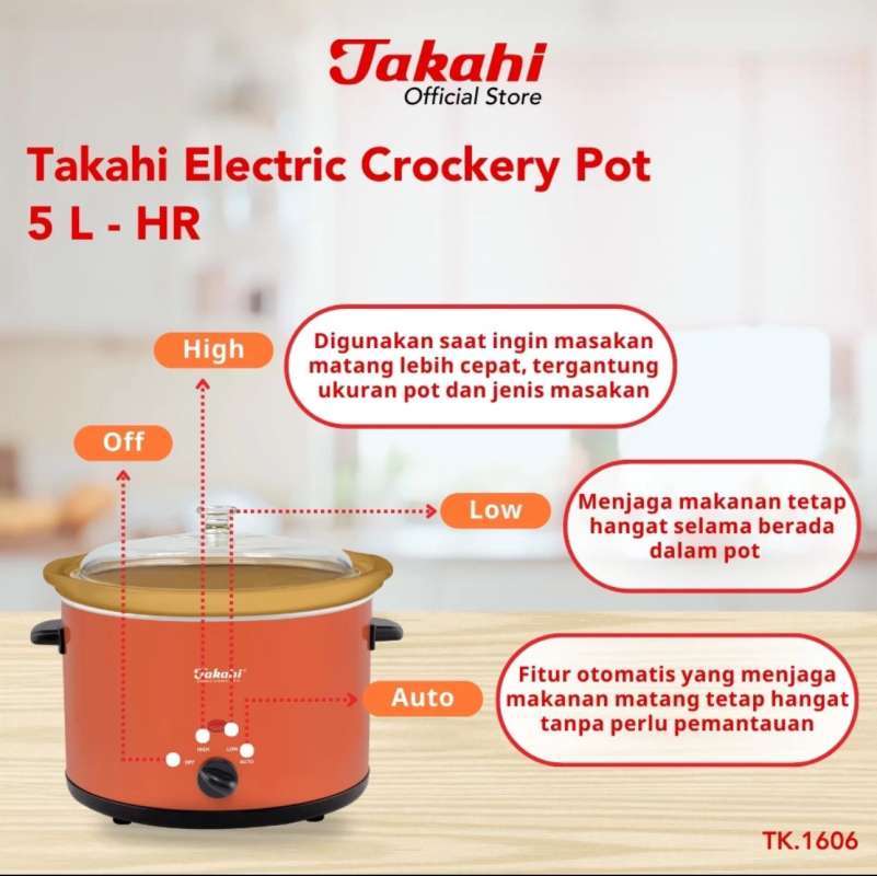 Jual Takahi Electric Crockery Pot Slow Cooker 5l Di Seller My