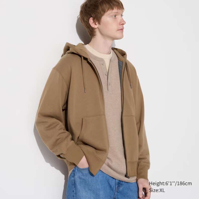 Jaket sweat hoodie resleting uniqlo on sale