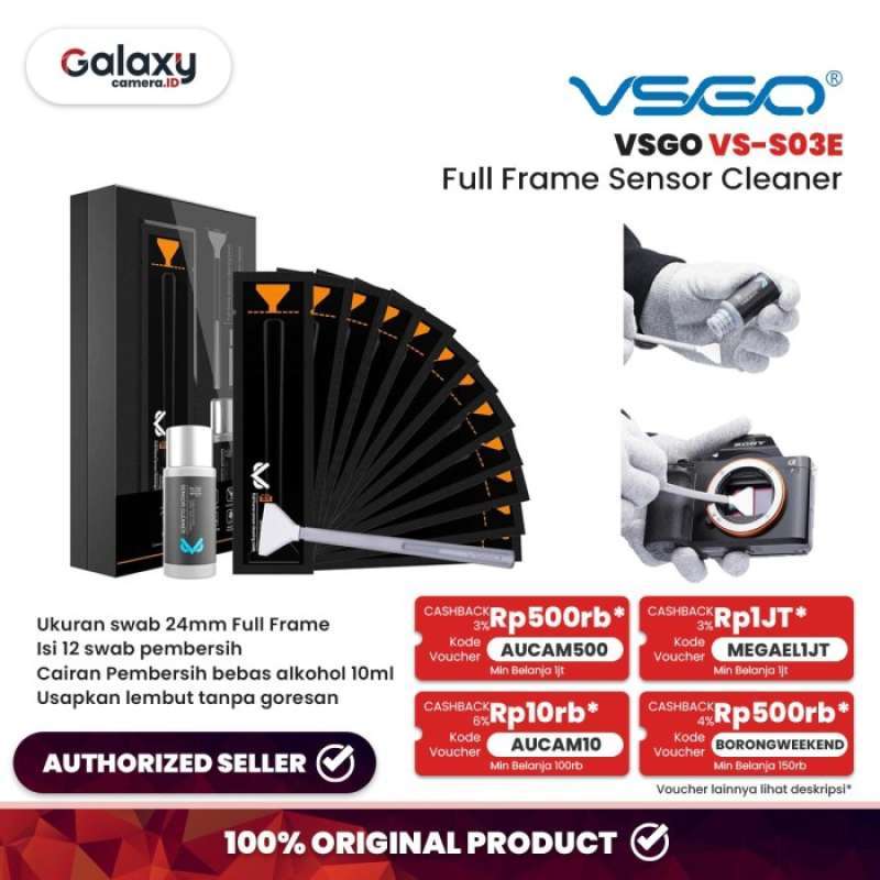 VSGO Full Frame Camera Cleaning Kit - 24mm Sensor Swabs & Air Blower With Filter