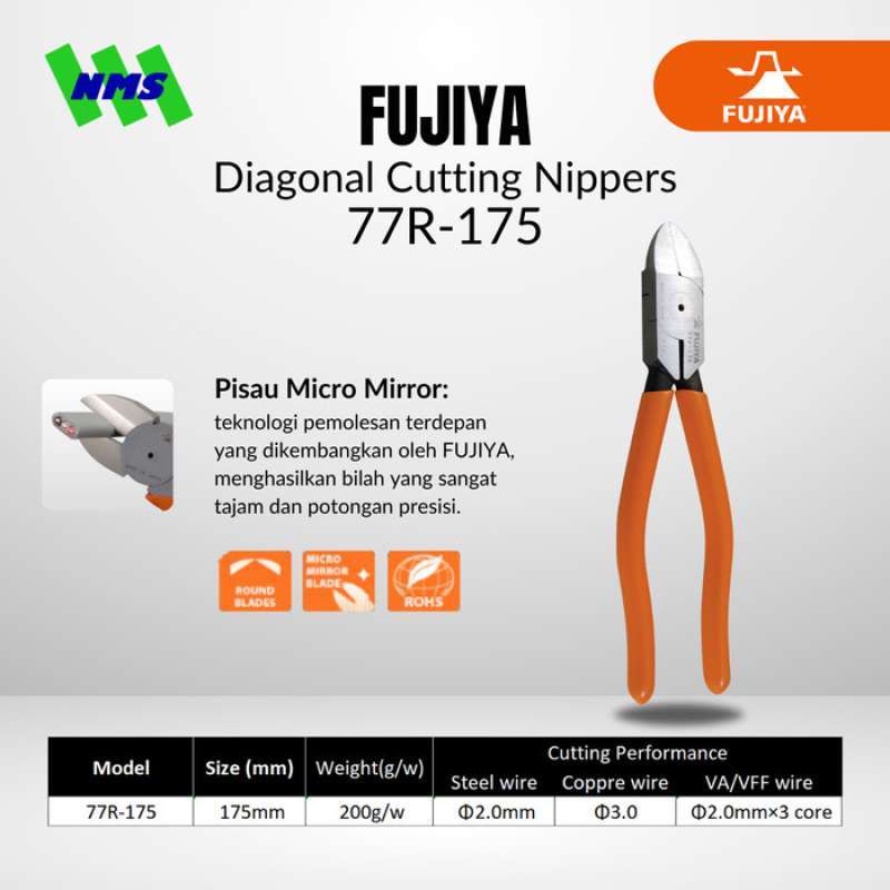 Promo Tang Potong Fujiya 77r175 Diagonal Cutting Nippers Japan Diskon