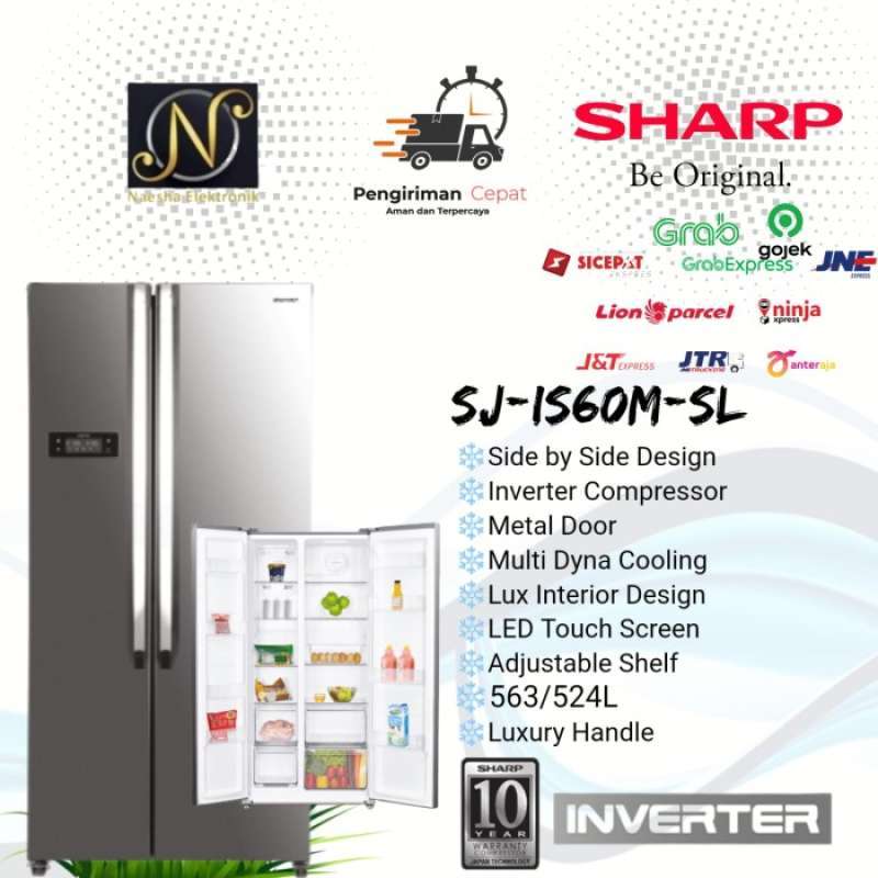 Promo Sharp Sj Is60m Sl Kulkas Side By Side Inverter Sj-is60m-sl Diskon ...