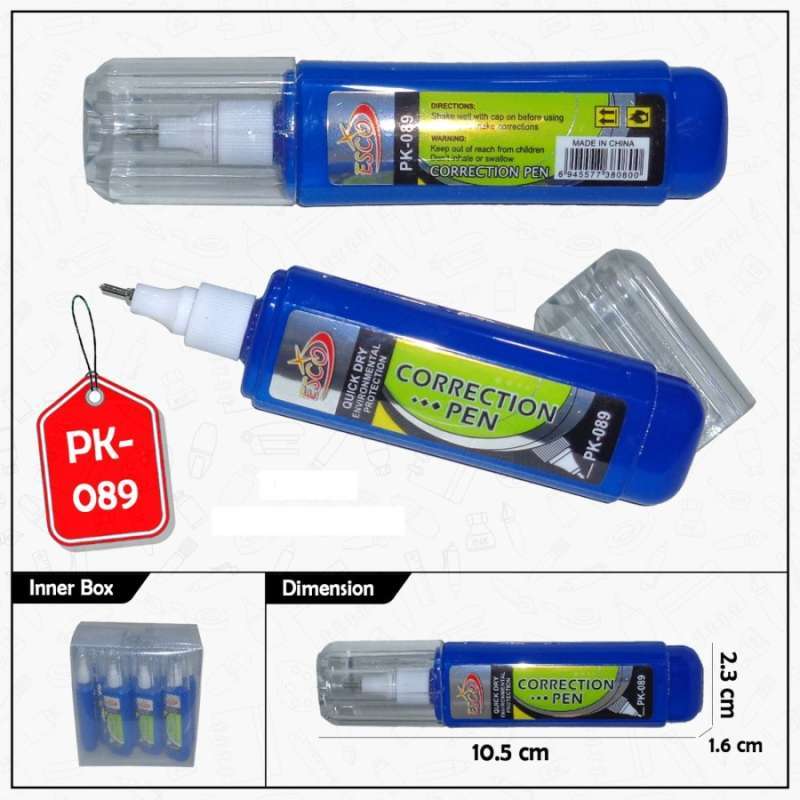 Promo Correction Fluid Pen / Tipex / Tip-ex Cair Esco Pk-089 Ujung Tip ...