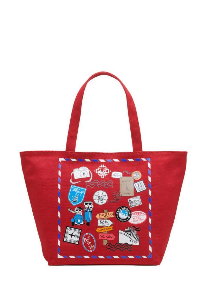 Promo Karl Lagerfeld Paris Cannes Canvas Karl Tote Crimson Multi