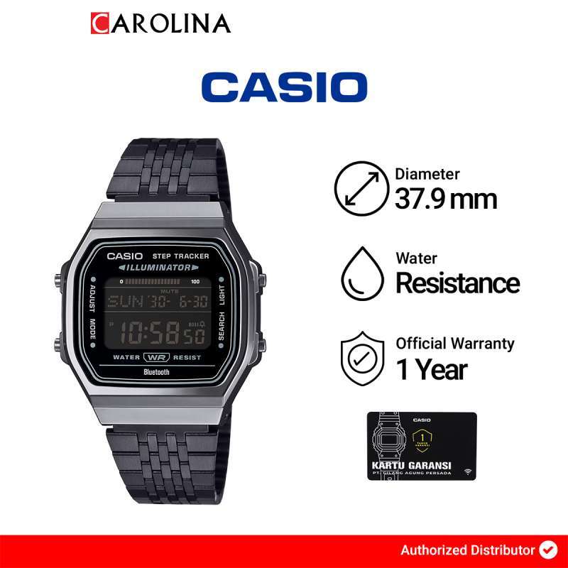 Jam Tangan Unisex Casio Vintage Casio Vintage ABL-100WEGG-1B Smartphone  Link Digital Dial Black Stainless Steel Band JAKARTA