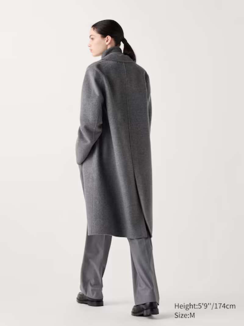UNIQLO Mantel Panjang Chester Double Face Long Coat winter wanita gray - Main Image
