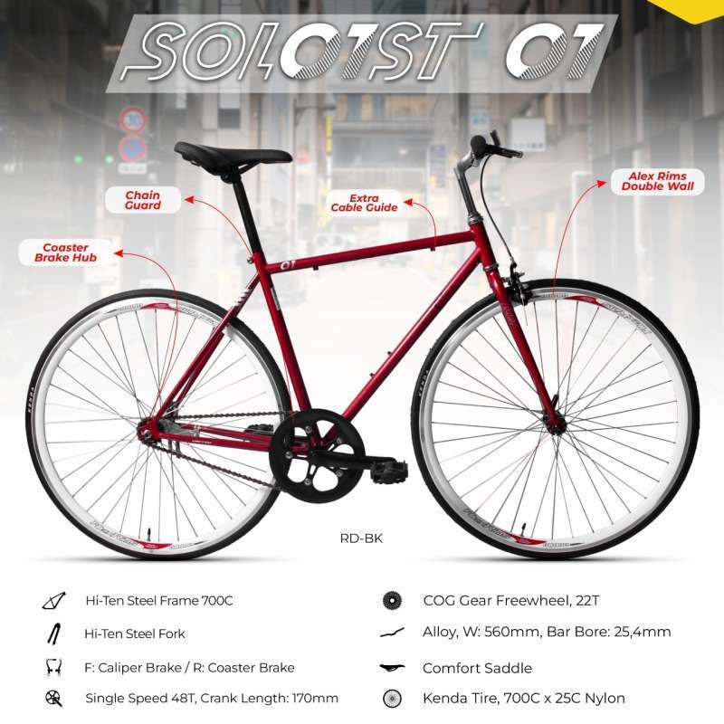Soloist Fixie Jadi Road Bike Sepeda Fixie Classic Model Soloist
