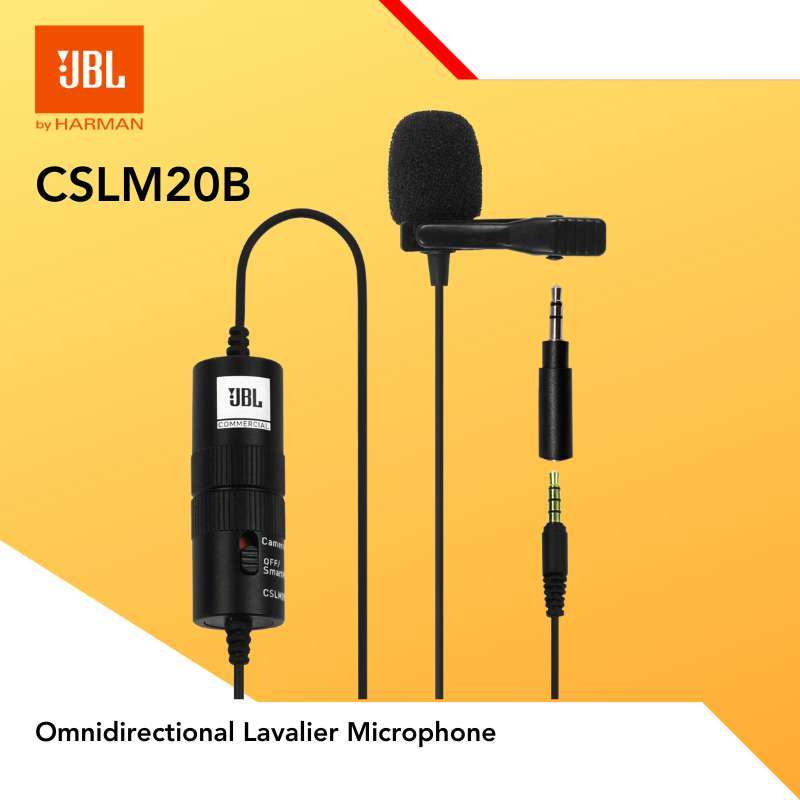 Microphone Clip-on JBL Commercial CSLM20B CSLM 20B Omnidirectional  Lavalier Microphone