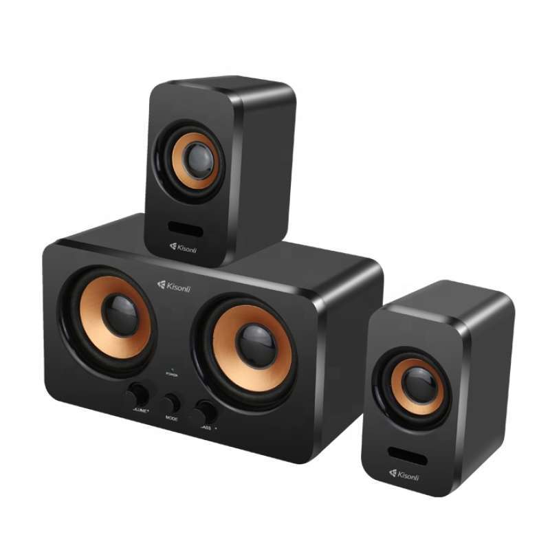 KISONLI Bluetooth Komputer Speaker U-3300BT 2.2 Stereo dengan Subwoofer dan Pengatur Bass, Pas untuk Pemakai Desktop Multimedia