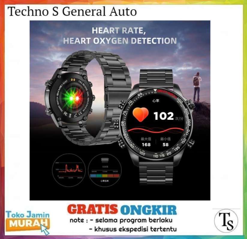 Jam tangan Smart watch Call Telpon dan Kesehatan Olahraga Sport Tracker  SmartWatch reminder Health Monitoring Touch screen Bluetooth Waterproof