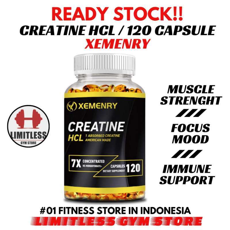 Promo Xemenry Usa Creatine Hcl 750mg - 120 Capsules Best Creapure  Hydrochloride Diskon 34% Di Seller Limitless Gym Store - Dauh Puri Klod  Atau Kelod, Kota Denpasar | Blibli