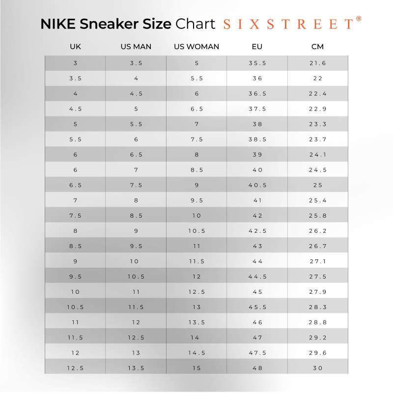 nike sacai fragment size chart