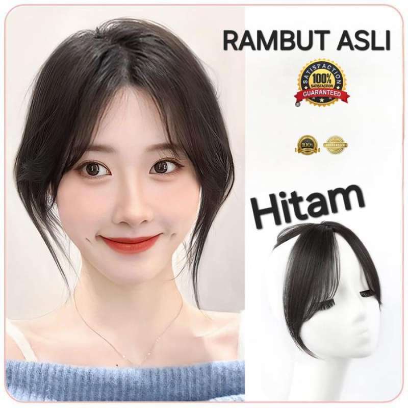 WIG TOUPEE REAL HUMAN HAIR TOUPEE RAMBUT ASLI 3D PENAMBAH VOLUME RAMBUT  KLIP PONI DEPAN BELAKANG PREMIUM Coklat Tua 2, HAIR SINTETIS - Main Image
