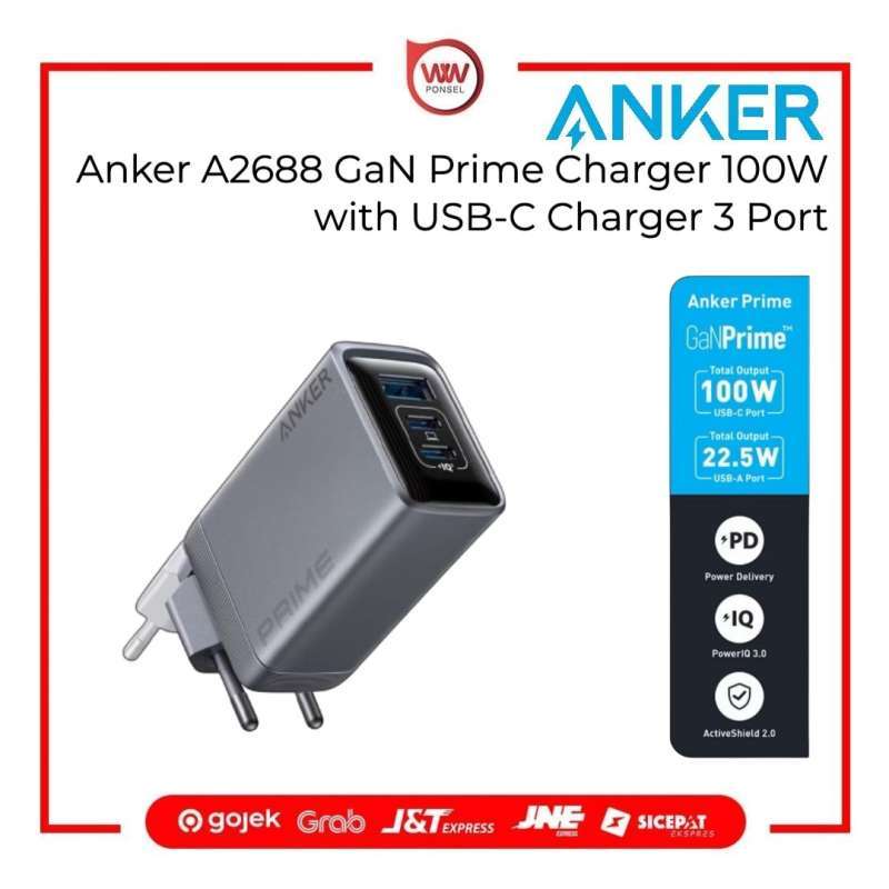Anker A2688 GaN Prime Charger 100W with USB-C Charger Port GaN Wall  Charger Fast Charging