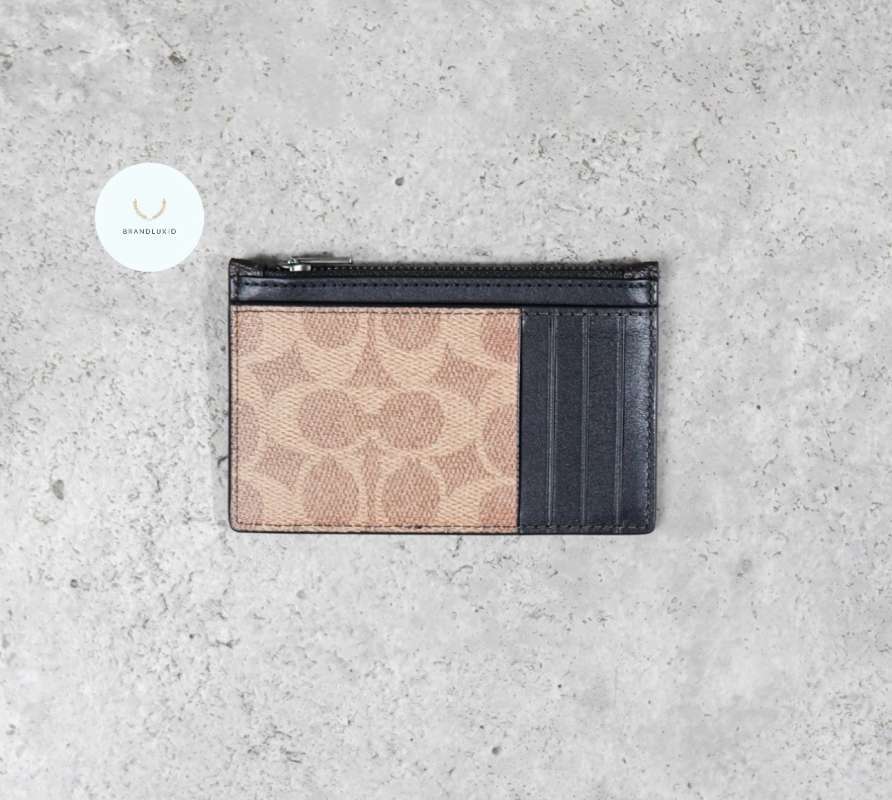 Dompet Coach Zip Card Dompet COACH MONOGRAM IVORY WHITE BEIGE ZIP