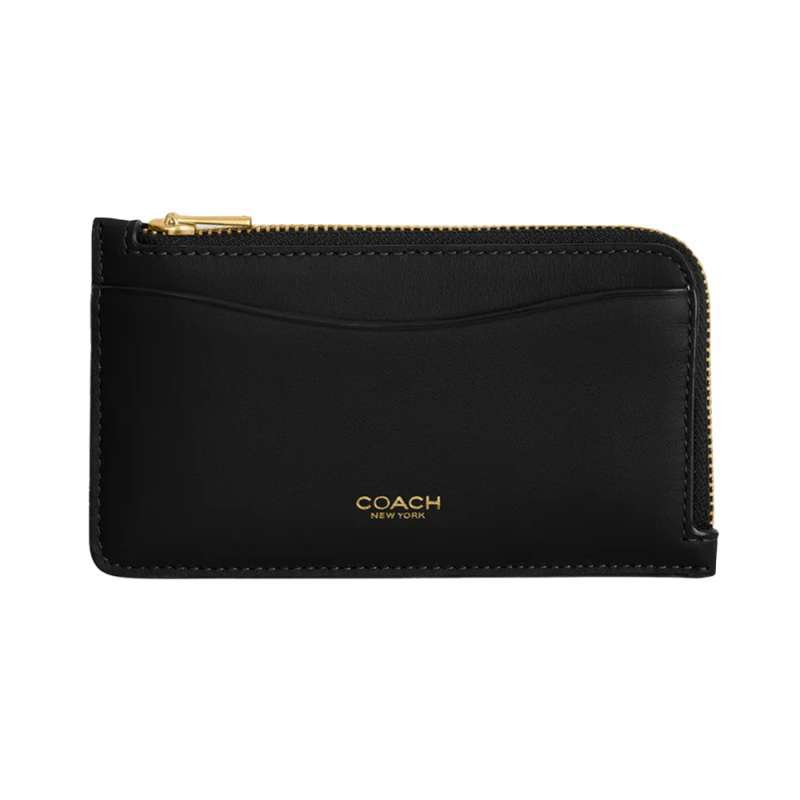 Coach New York Zip Card Case Smooth Leather Black