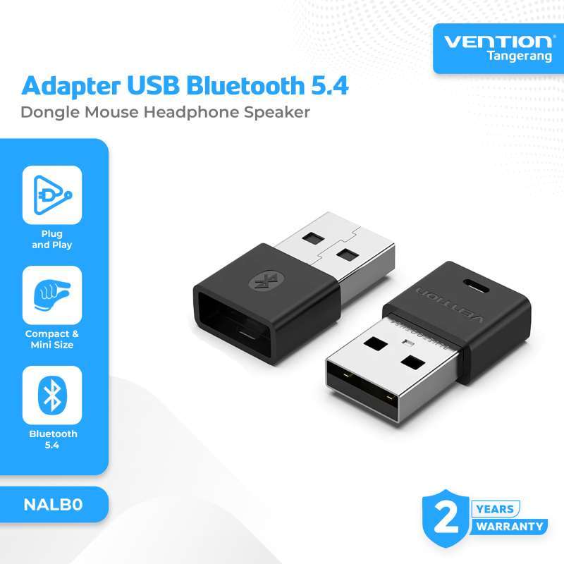 Vention USB Bluetooth 5.4 Adapter untuk Speaker dengan Jangkauan 20M, Auto-Pairing, dan Koneksi 5 Perangkat. Ideal untuk Pengguna Personal dan Profesional