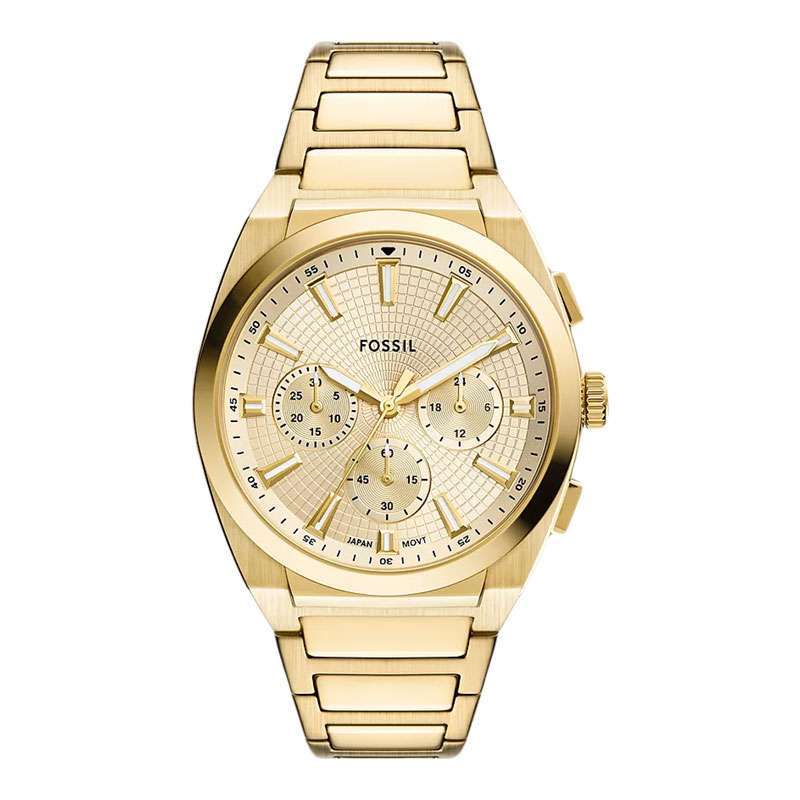 Promo Jam Tangan Pria Fossil Everett Fs6119 Men Chronograph Gold