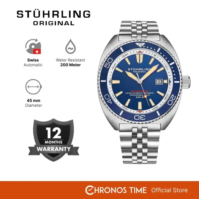 Jam Tangan Pria Automatic Diver Analog Stuhrling Depthmaster 1008-01