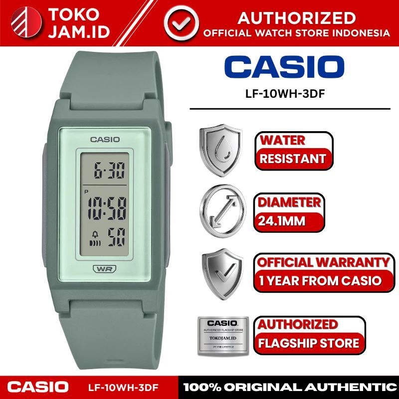 Promo Jam Tangan Wanita Casio Lf-10wh-3df Original Digital Green Resin ...