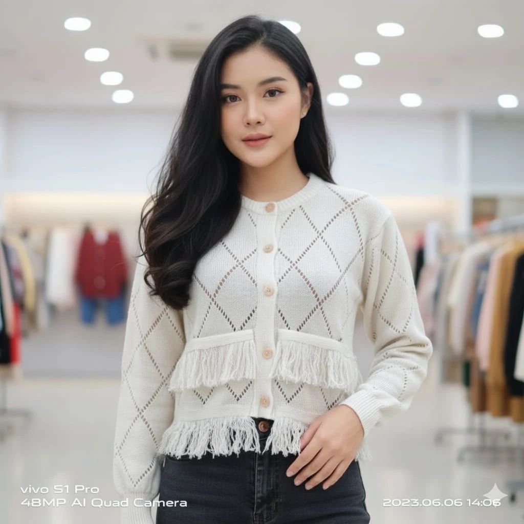 Jual Atasan Rajut Wanita Korea Crop Cardigan Dengan Detail Rawis Fringes Di Seller Nabilla Fashion Store - Cangkuang Wetan, Kab. Bandung | Blibli