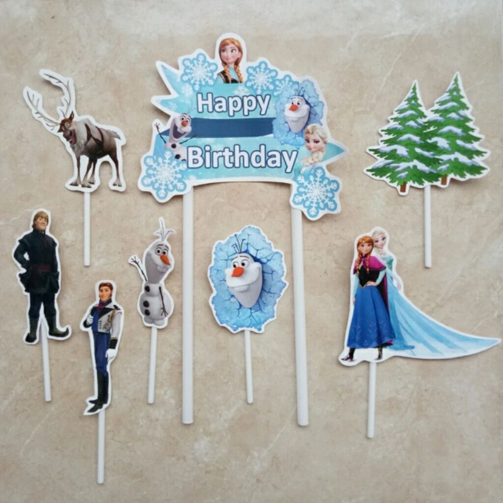 Topper Static Ps Jual Isi 8 Cake Topper Hiasan Kue Ulang Tahun Tema Frozen Di Seller ...