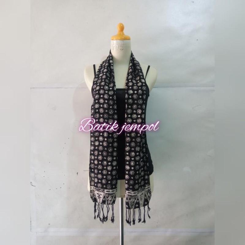 Jual Syal Batik Bahan Paris Warna Hitam Scarf Batik Di Seller