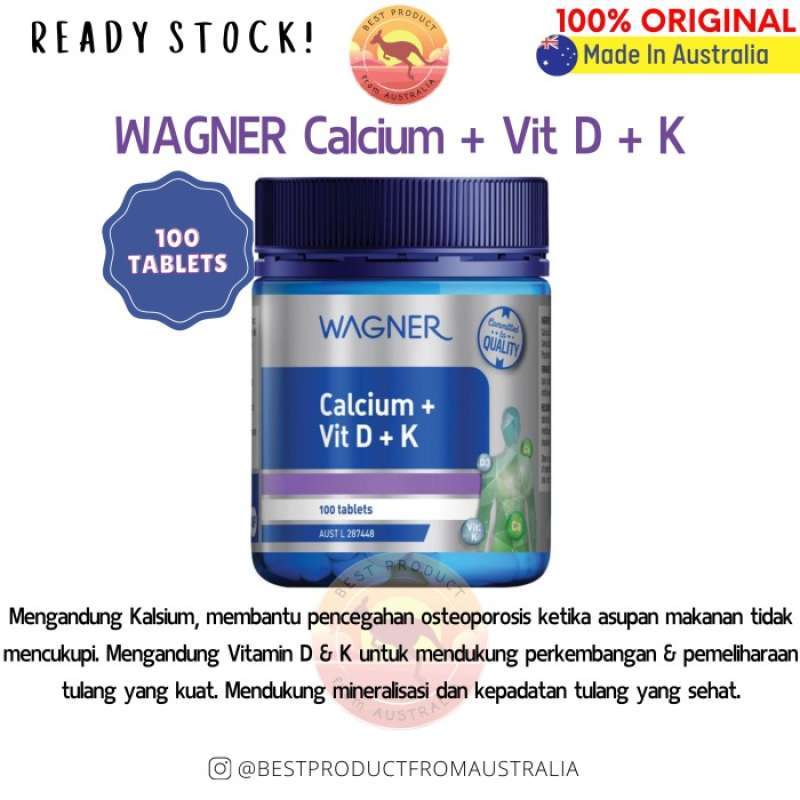 Promo WAGNER Calcium + Vit D + K 100 Tablets Vitamin Original Australia