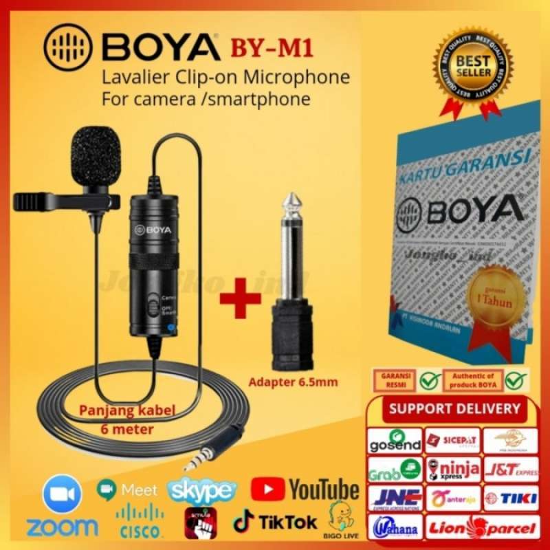 Promo Boya By M1 Original Lavalier Microphone Mic Clip On Terbaik