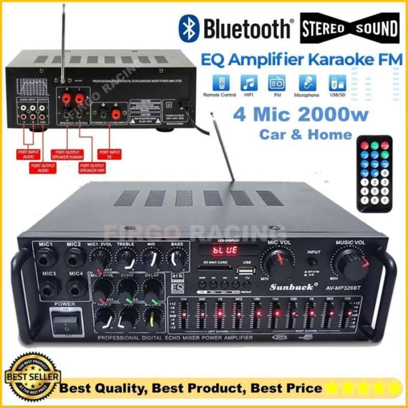 Promo Power Amplifier Karaoke Home Theater Fm Radio Bluetooth Eq Audio