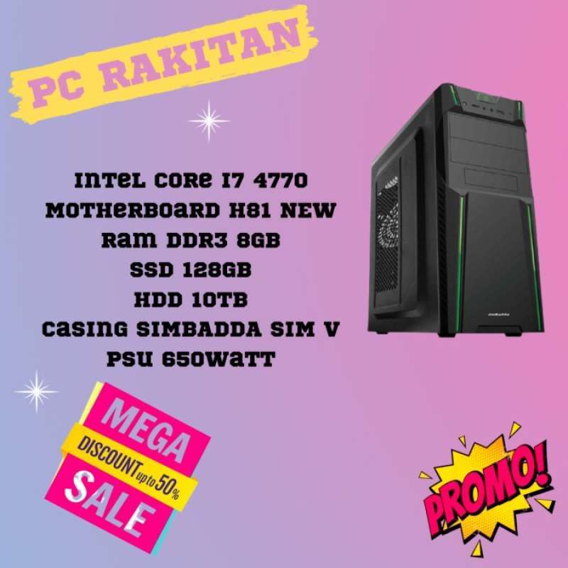 Promo Komputer Rakitan Server I7 4770 8gb 128gb 10tb Dvd Casing ...
