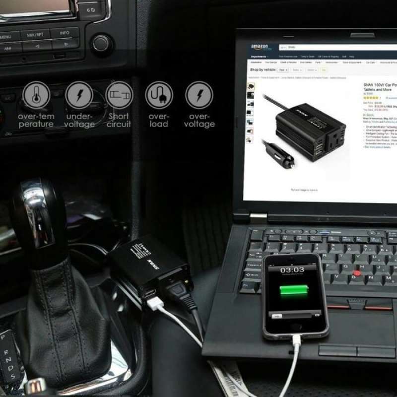 Promo CONVERTER POWER CAR INVERTER MOBIL DCAC 2 USB 150W COLOKAN LIGHTER Diskon 33 di Seller