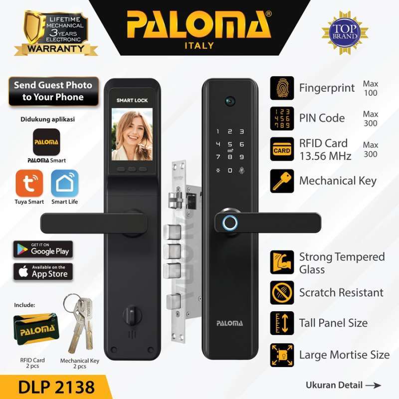 Jual PALOMA DLP 2138 Smart Digital Door Lock Camera Viewer Kunci Pintu di Seller GALERY KUNCI