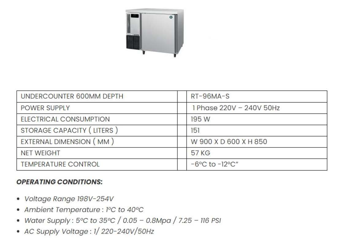 Jual Hoshizaki Rt96mas Undercounter Chiller 1 Pintu Lebar 60 Cm Japan